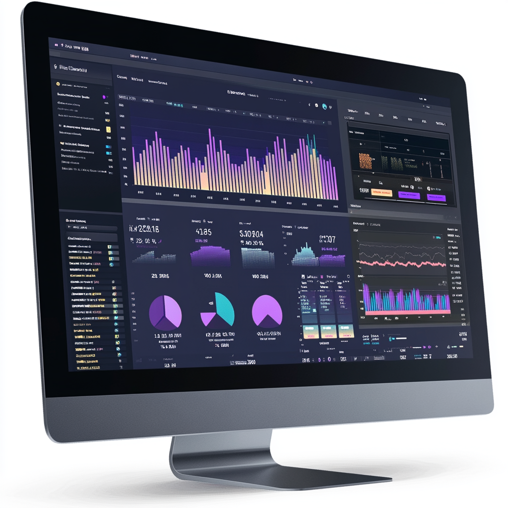 screen with charts